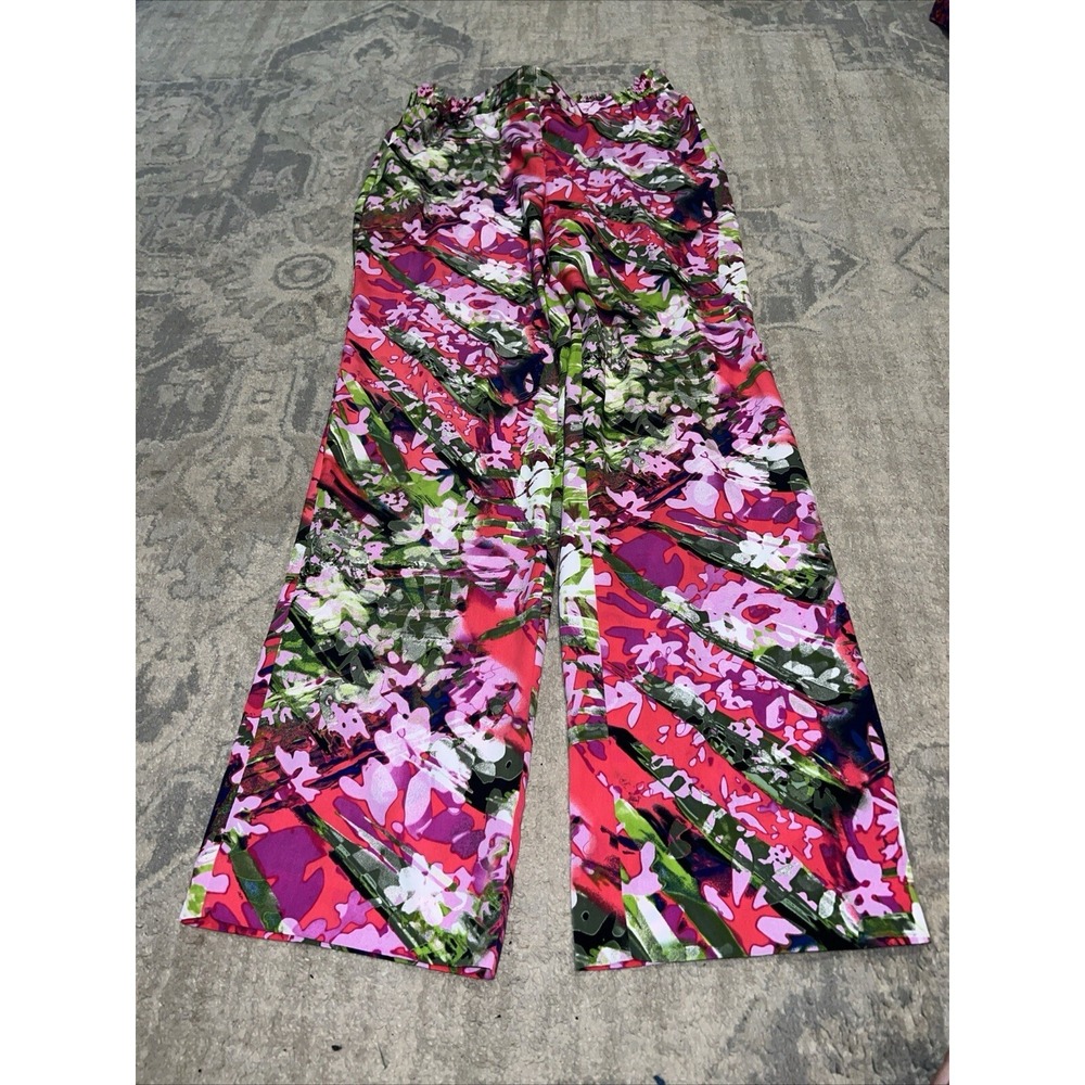 Investments Pull On Pants Women Sz Small Polyester Blend Pink Green Multi
